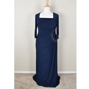 Adrianna Papell Square Neck Bead Embellished Formal Dress
